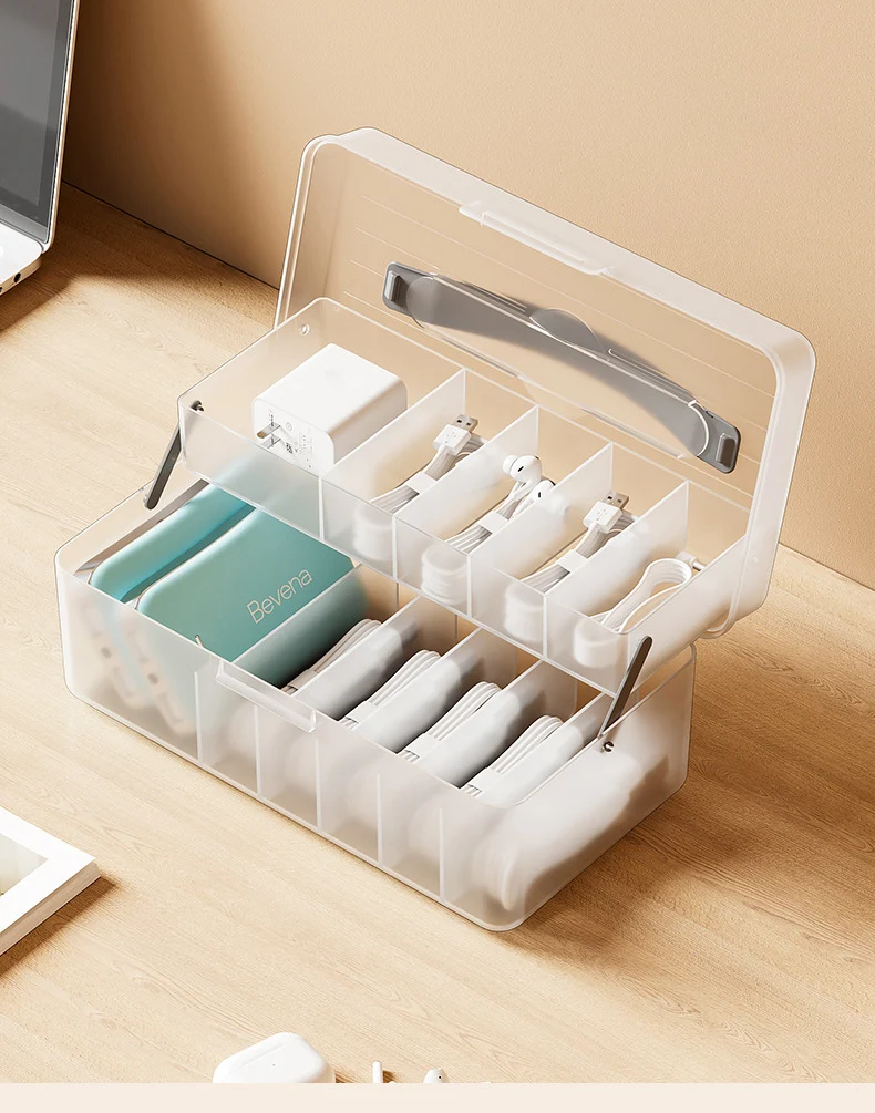 Desktop Data Cable Dust-Proof Compartment Storage Artifact Mobile Phone Charger Charging Cable Headphone Cable Organizer Compartment Box