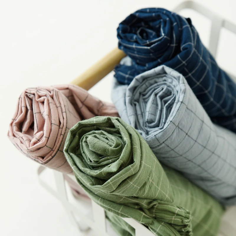 Couple Style Washed Home Pants for Men and Women, Pure Cotton Plaid Pajama Pants, Living Pants, Spring and Autumn Style, Japanese Warehouse Available for Wholesale