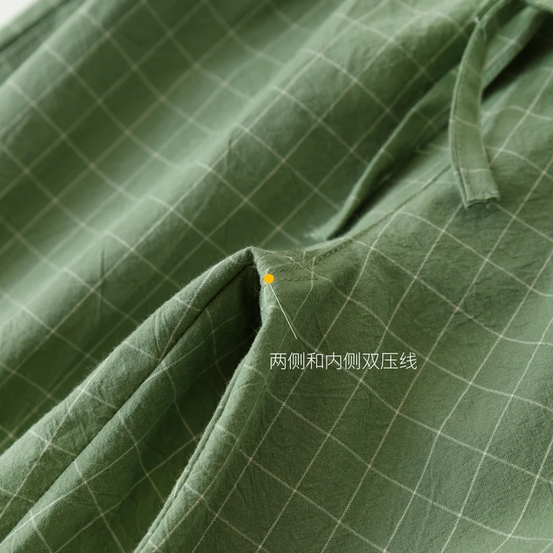 Couple Style Washed Home Pants for Men and Women, Pure Cotton Plaid Pajama Pants, Living Pants, Spring and Autumn Style, Japanese Warehouse Available for Wholesale
