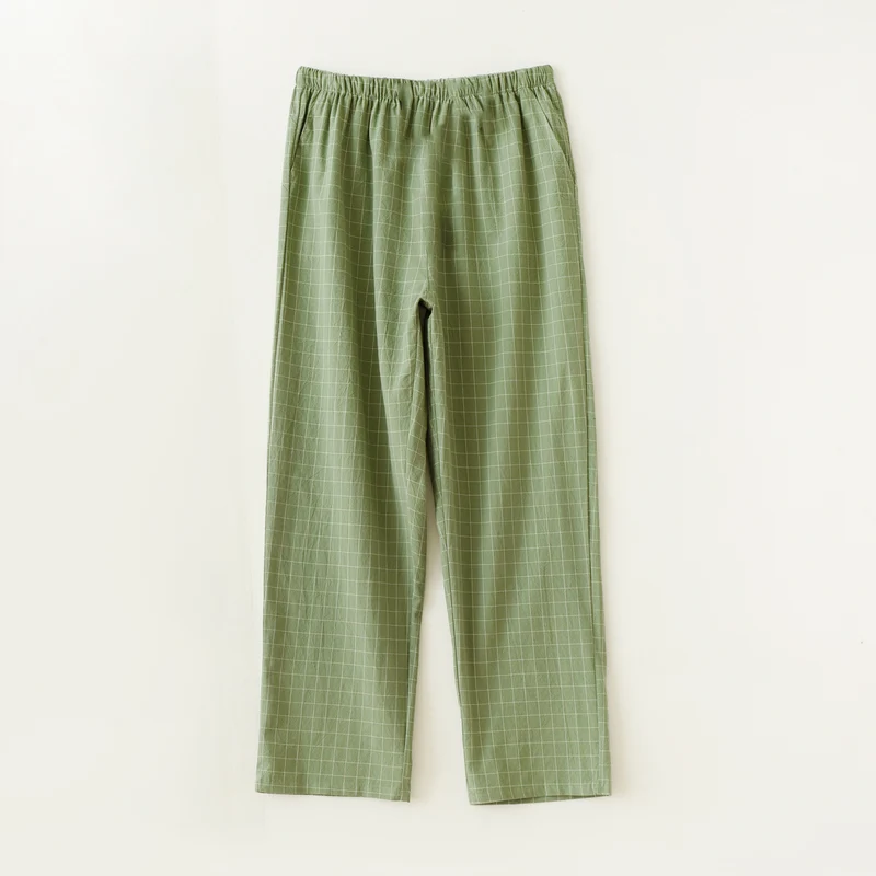Couple Style Washed Home Pants for Men and Women, Pure Cotton Plaid Pajama Pants, Living Pants, Spring and Autumn Style, Japanese Warehouse Available for Wholesale