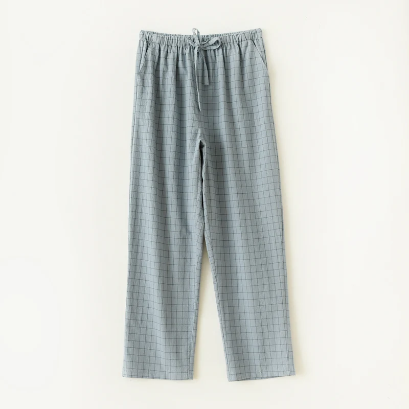Couple Style Washed Home Pants for Men and Women, Pure Cotton Plaid Pajama Pants, Living Pants, Spring and Autumn Style, Japanese Warehouse Available for Wholesale