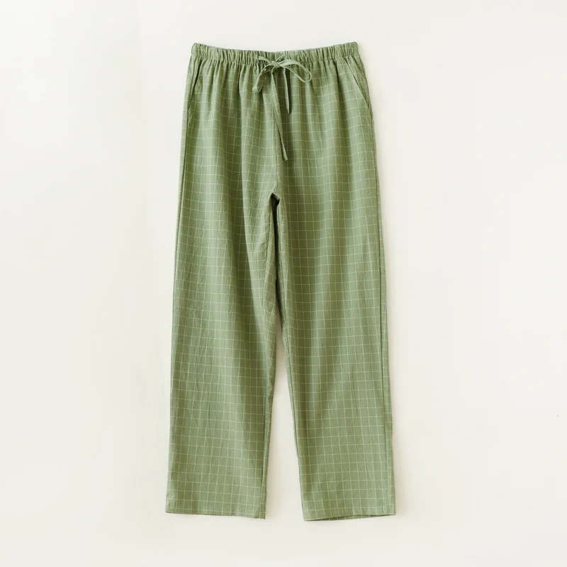 Couple Style Washed Home Pants for Men and Women, Pure Cotton Plaid Pajama Pants, Living Pants, Spring and Autumn Style, Japanese Warehouse Available for Wholesale