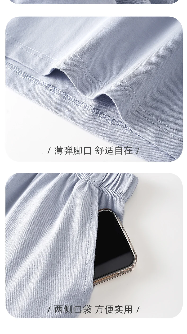 Women's Pajama Pants Summer Three-Quarter Pants Pure Cotton Thin Large Size Home Pants Large Pants Home Pants Loose Factory Wholesale