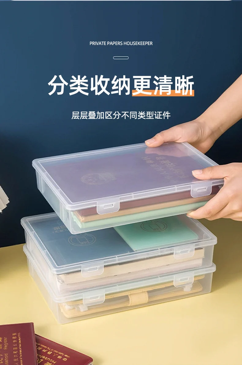 Document Storage Box for Home Use, Multifunctional Stationery, Certificate, Data, File, Card Holder, Household Registration Book Organizer, Magic Tool