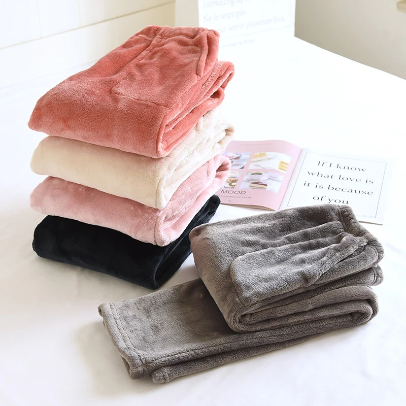 Flannel Women's Pajama Pants Fall/Winter Men's Loose Warm Simple New Couple's Home Pants Pants Winter One-Piece Hair
