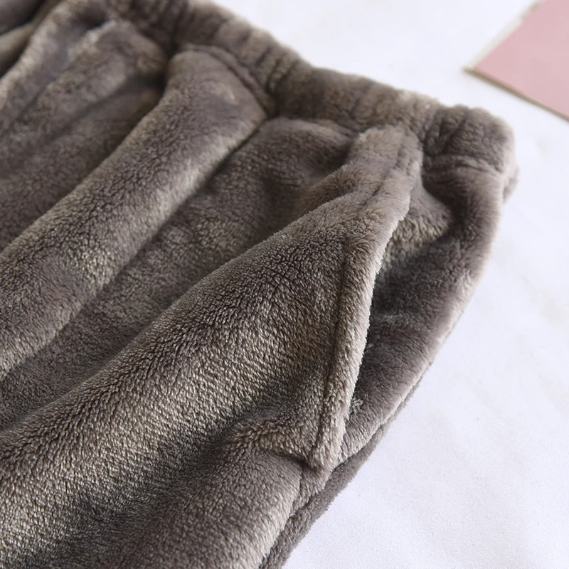 Flannel Women's Pajama Pants Fall/Winter Men's Loose Warm Simple New Couple's Home Pants Pants Winter One-Piece Hair