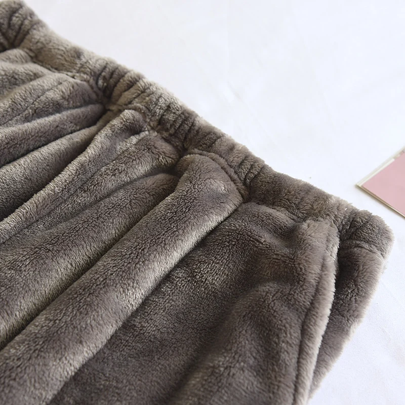 Flannel Women's Pajama Pants Fall/Winter Men's Loose Warm Simple New Couple's Home Pants Pants Winter One-Piece Hair