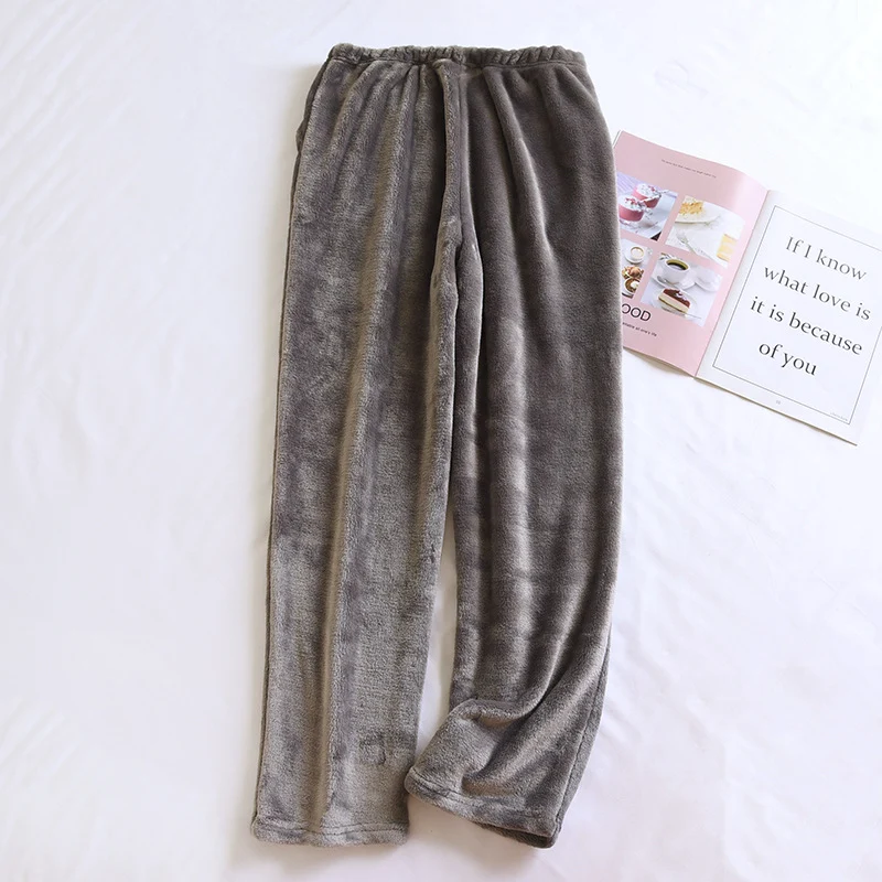 Flannel Women's Pajama Pants Fall/Winter Men's Loose Warm Simple New Couple's Home Pants Pants Winter One-Piece Hair