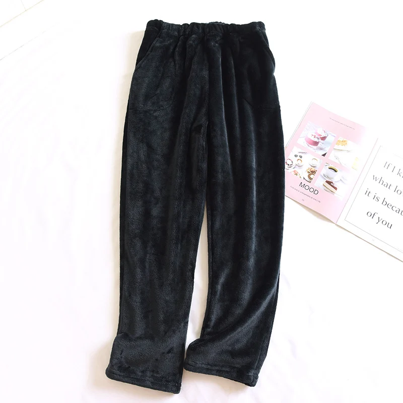 Flannel Women's Pajama Pants Fall/Winter Men's Loose Warm Simple New Couple's Home Pants Pants Winter One-Piece Hair