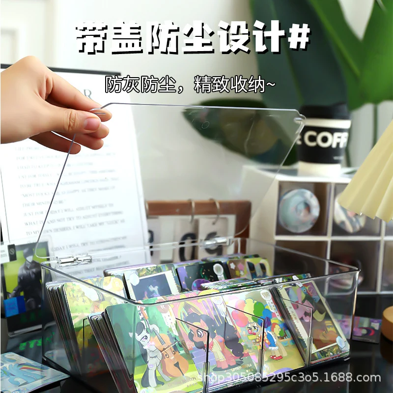 Card Storage Box, Card Organizer, Acrylic Compartment Display Rack, Stackable Drawer for Home Use