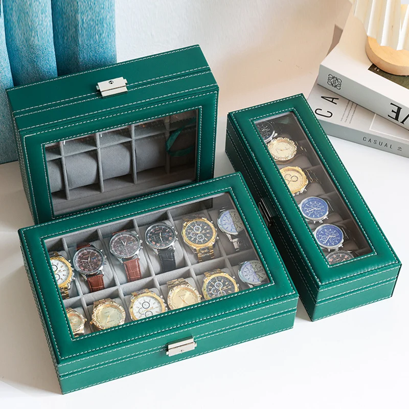 2025 New Leather Watch Box Storage Box with Lock Home Watch Organizer Display Box Mechanical Watch Jewelry Box