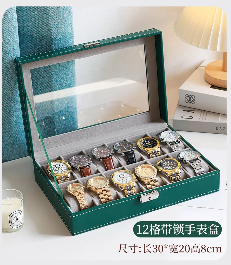 2025 New Leather Watch Box Storage Box with Lock Home Watch Organizer Display Box Mechanical Watch Jewelry Box
