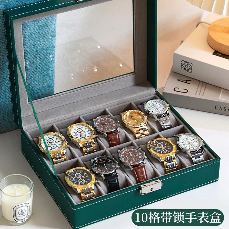 2025 New Leather Watch Box Storage Box with Lock Home Watch Organizer Display Box Mechanical Watch Jewelry Box