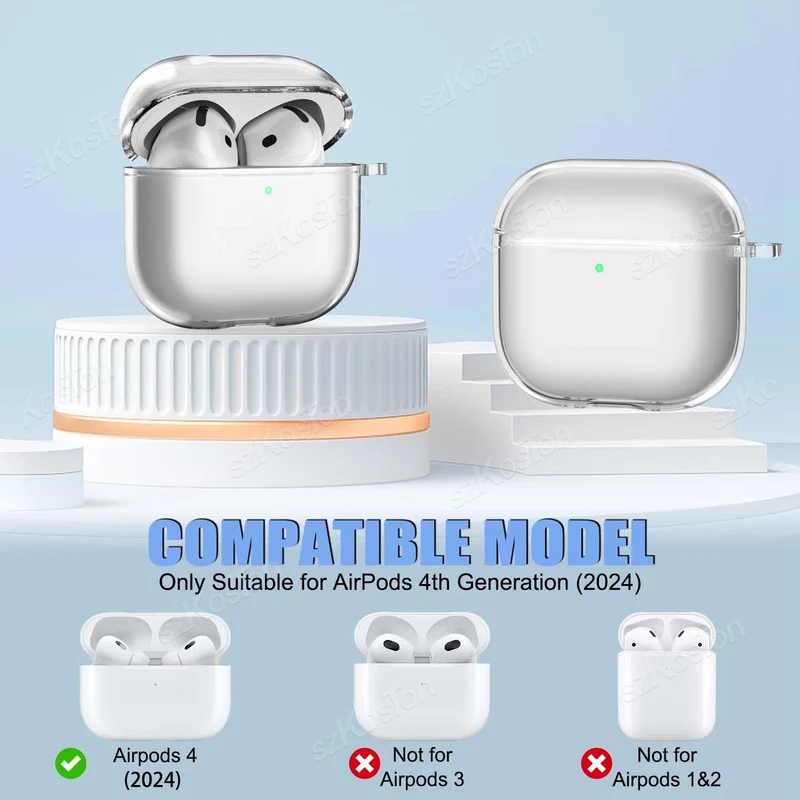 Transparent Case for AirPods 4 Earphone Soft TPU Clear Protective Cover with Cleaner Kit Keychain for AirPods4 Accessories
