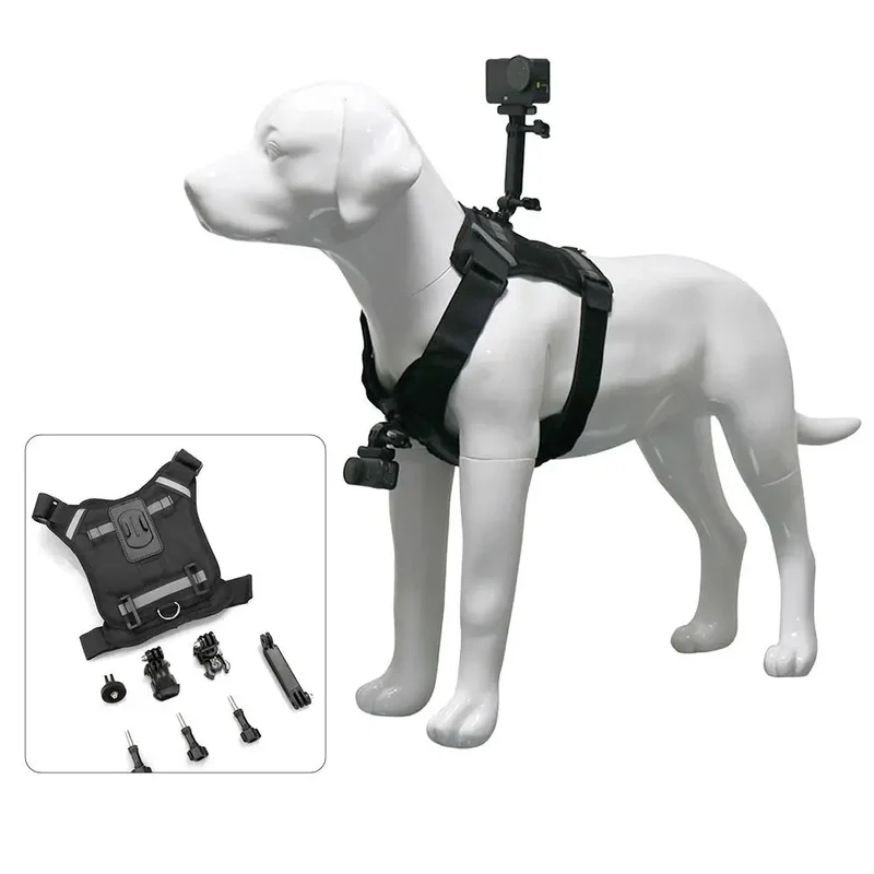 Dog Harness for All Action Cameras Soft Adjustable Dog Harness Mount for Large Medium Small Dogs Used for Chest Back Fixation