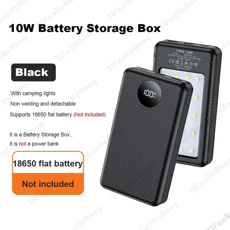 22.5W Wired +15W Wireless External Power Bank Case Battery Charge Storage Box Battery Holder 6*18650 20000mAh Power Bank Case
