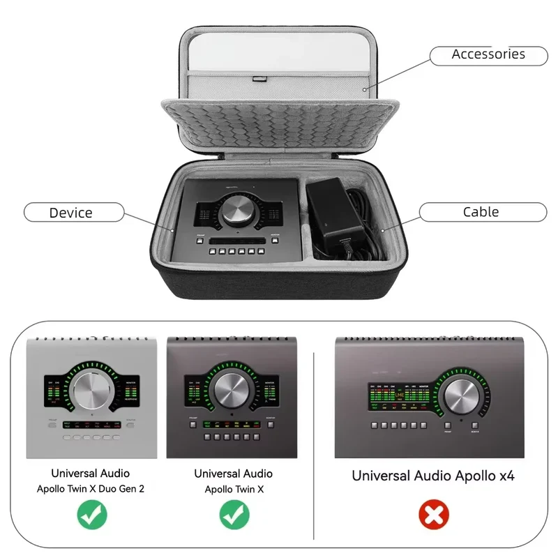 EVA Hard Shell Organizer for Apollo Twin X/Twin X Duo Gen 2 Mixing & Arranging Sound Card Handy Storage Case