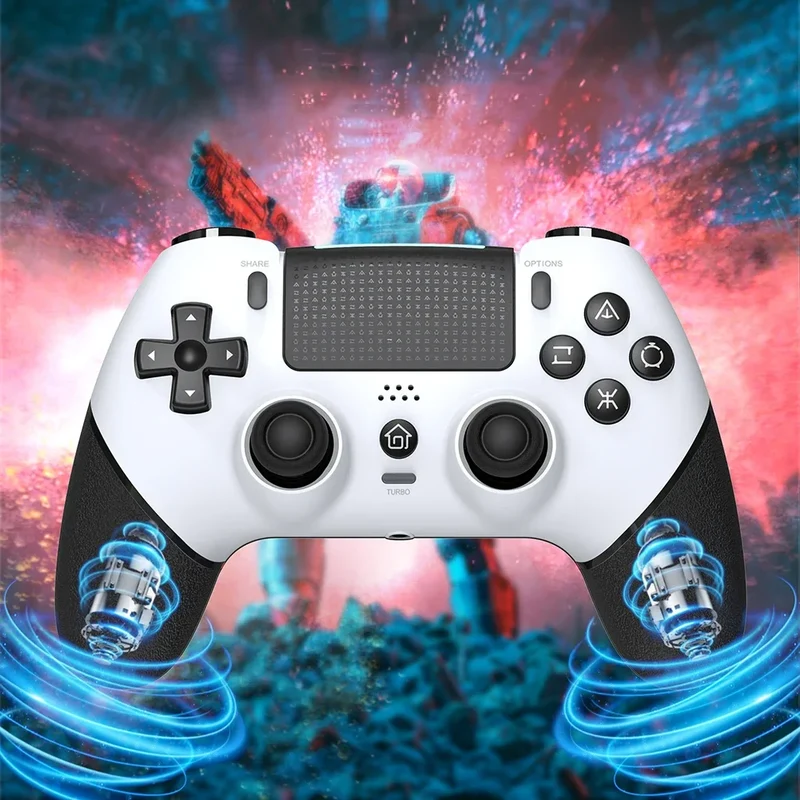 Wireless Gaming Controller 6 Axis Gyro Bluetooth Console Controller Macros Turbo Dual Vibration Hall Effect Joystick for PS4