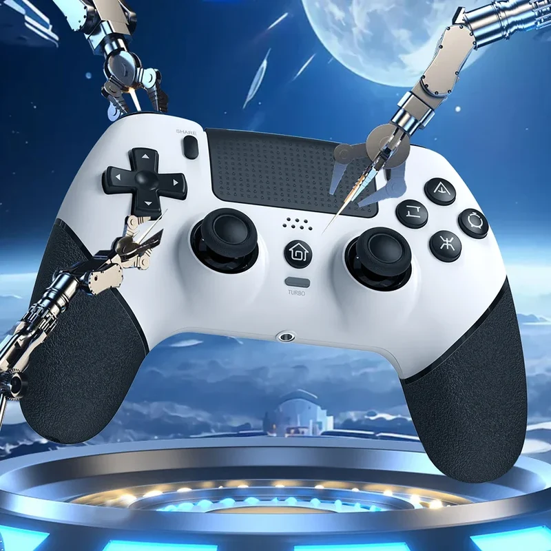 Wireless Gaming Controller 6 Axis Gyro Bluetooth Console Controller Macros Turbo Dual Vibration Hall Effect Joystick for PS4