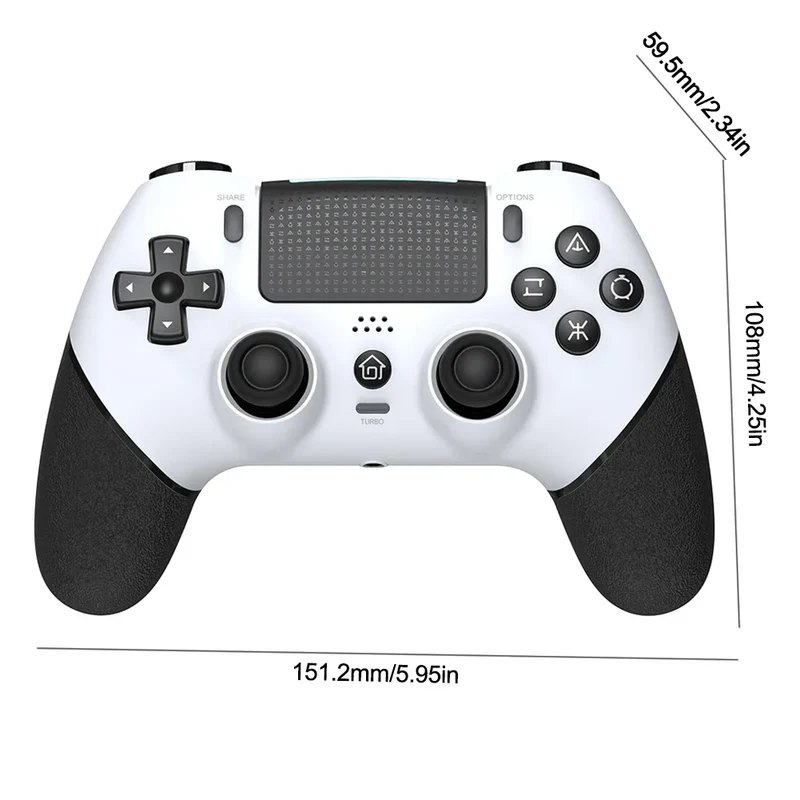 Wireless Gaming Controller 6 Axis Gyro Bluetooth Console Controller Macros Turbo Dual Vibration Hall Effect Joystick for PS4