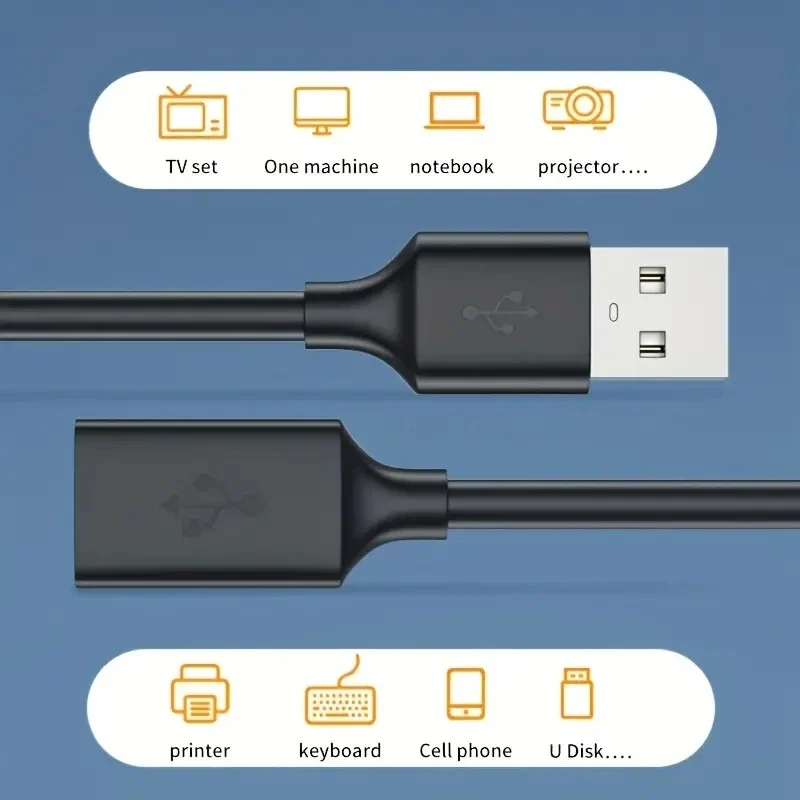 0.5/1/2/3/5 M USB Extension Cable Data Cord For Laptop TV SSD Male to Female Computer Camera Printer Connector