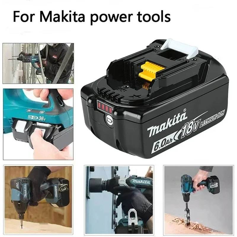 Genuine Makita 6.0Ah for Makita 18V Battery BL1830B BL1850B BL1850 BL1840 B0L1815 Replacement Lithium Battery DC18RC Chargers