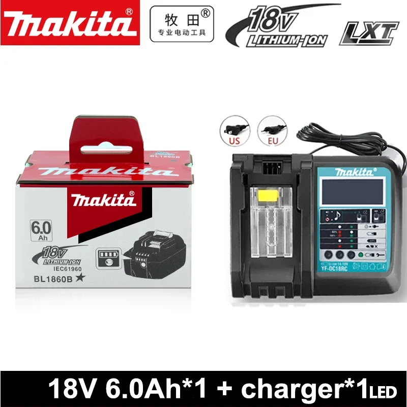 Genuine Makita 6.0Ah for Makita 18V Battery BL1830B BL1850B BL1850 BL1840 B0L1815 Replacement Lithium Battery DC18RC Chargers