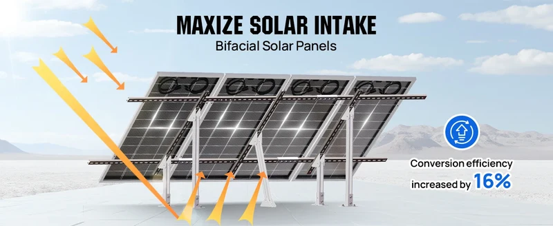 ECO-WORTHY 780W 4PCS 195W 3.12KWH Solar Panels with Upgrade Ground Mount for Shed, Home, Farm & Garden, Mounting Bracket