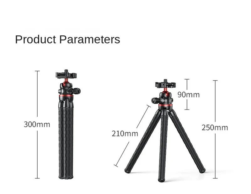 FGCLSY 2025 Flexible Octopus Tripod for iPhone smartphone Camera DSLR 2in1 Design With Phone Holder Side Cold Shoe 1/4'' Screw
