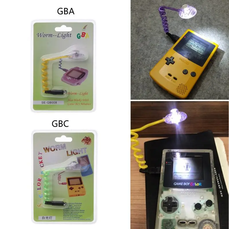 Worm Screen Light LED Night Lamp with Packing for GBA Gameboy Advance/for Game Boy Color GBC Console