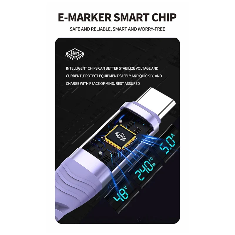 240W USB C Cable with Digital Display PD3.1 Fast Charging Cord for iPhone 17/1615 Pro Max Huawei Xiaomi iPad Laptop