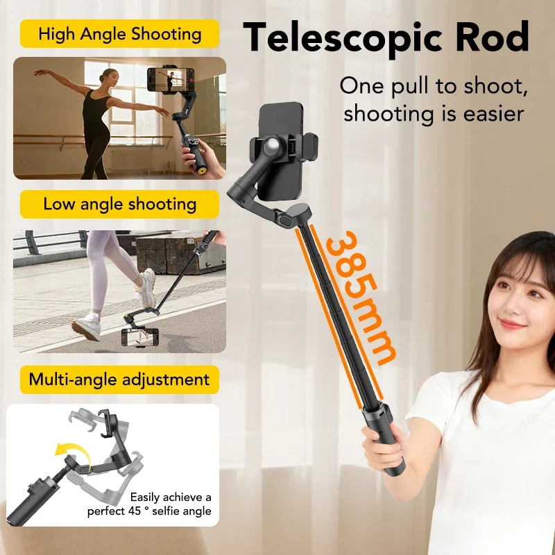 AOCHUAN Smart X3 3 Axis Anti-Shake Gimbal Stabilizer Built-in Telescopic Rod For iPhone And Android Smartphone Shooting Vlgo