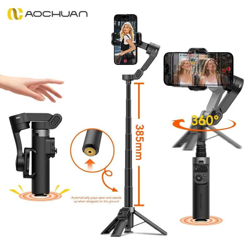 AOCHUAN Smart X3 3 Axis Anti-Shake Gimbal Stabilizer Built-in Telescopic Rod For iPhone And Android Smartphone Shooting Vlgo