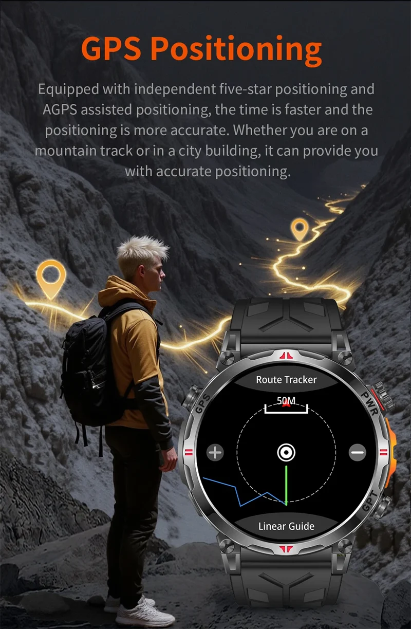 2025 New Professional GPS Sports Smart Watch Outdoor RIDE Run GPS track Swim Watchs Compass Altimeter 5ATM Sports Bracelets Men