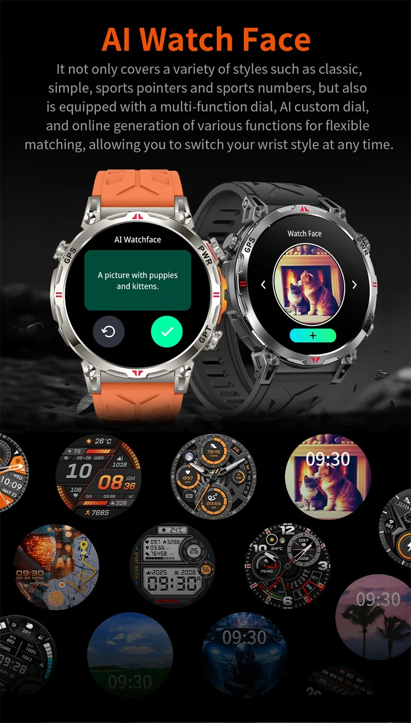 2025 New Professional GPS Sports Smart Watch Outdoor RIDE Run GPS track Swim Watchs Compass Altimeter 5ATM Sports Bracelets Men