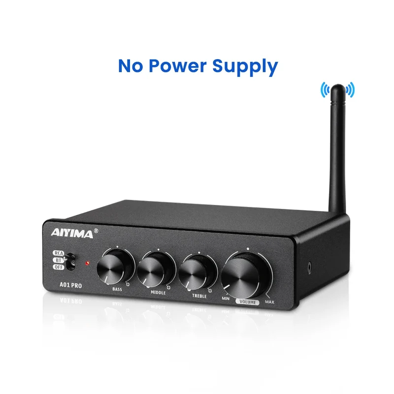 AIYIMA Audio A01 Pro TPA3116D2 Bluetooth Sound Power Amplifier 100W Mini Hifi Class D Stereo Amp Bass Treble for Home Theater