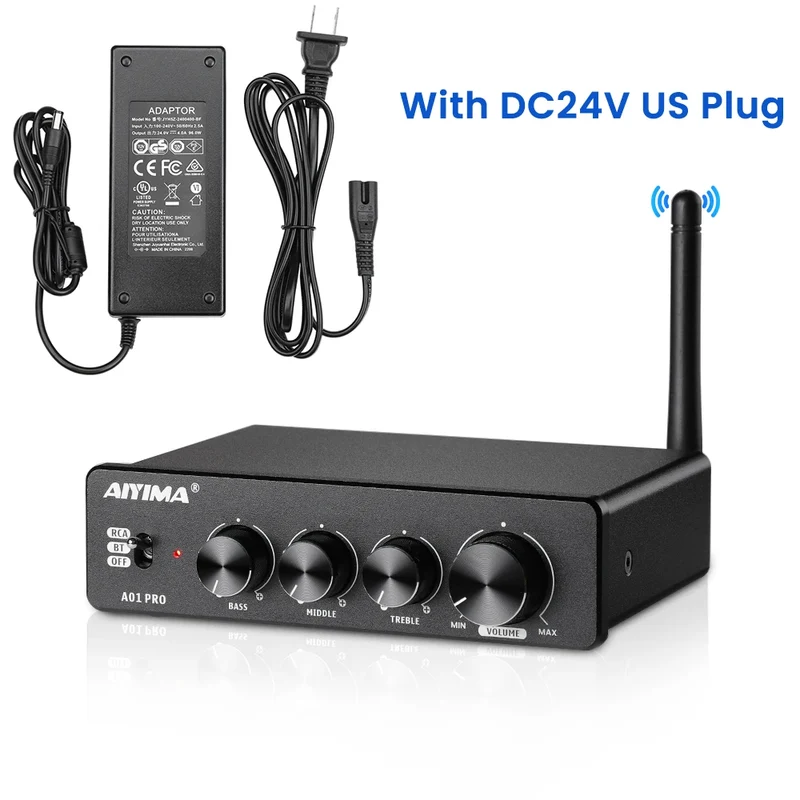AIYIMA Audio A01 Pro TPA3116D2 Bluetooth Sound Power Amplifier 100W Mini Hifi Class D Stereo Amp Bass Treble for Home Theater