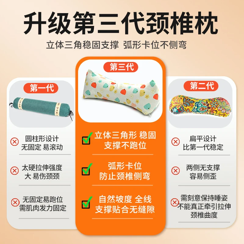 Cervical Spine Pillow Buckwheat Skin Pillow Sleeping Triangle Massage Pillow to Aid Sleep Hard Single Physiotherapy Neck Protection Buckwheat Triangle Pillow