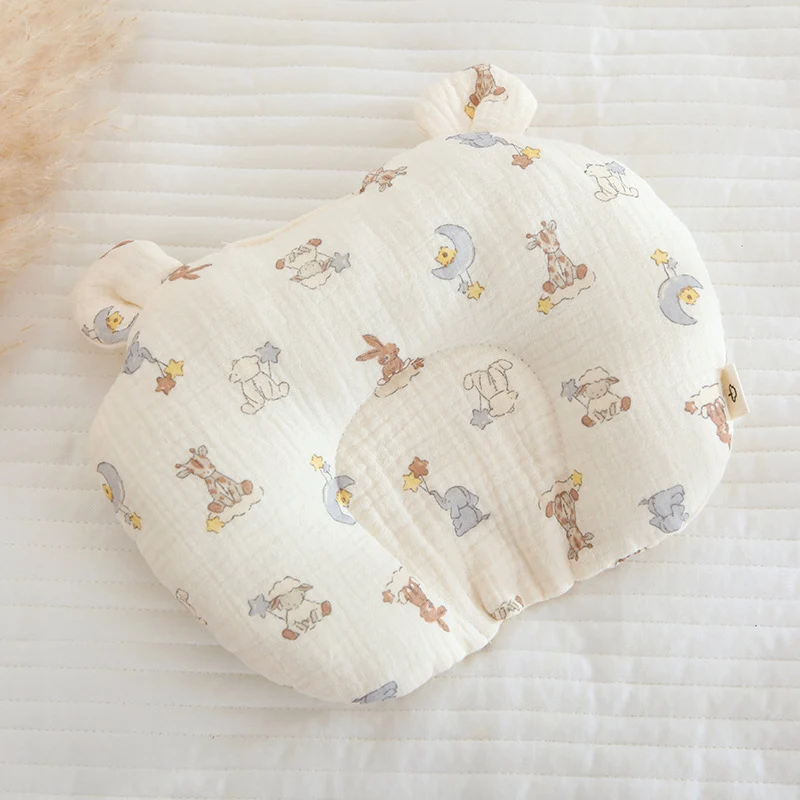Class A cotton baby gauze baby anti-deflection head shaped pillow sweat-absorbing breathable Four Seasons suitable for newborn comfort pillow
