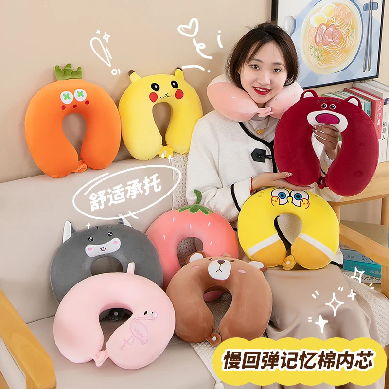 Neck Pillow Travel Memory Foam U-shaped Pillow Cartoon Gift Sponge Sleeping Neck Pillow Embroidery Slow Rebound Nap Pillow