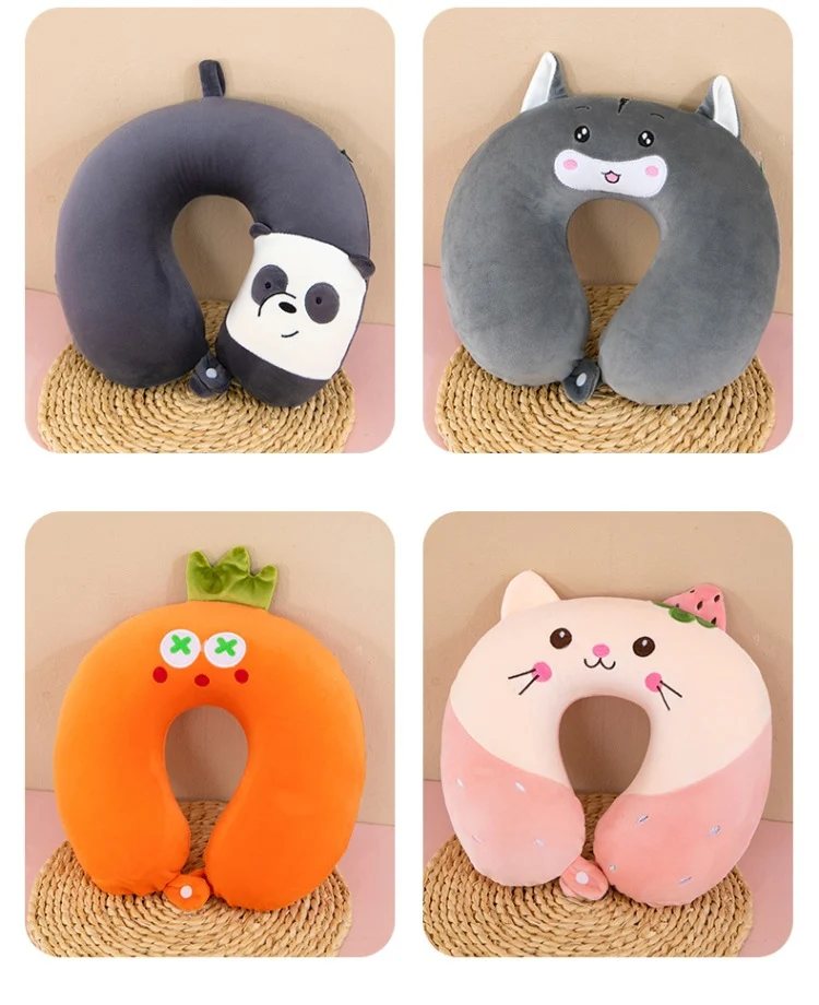 Neck Pillow Travel Memory Foam U-shaped Pillow Cartoon Gift Sponge Sleeping Neck Pillow Embroidery Slow Rebound Nap Pillow