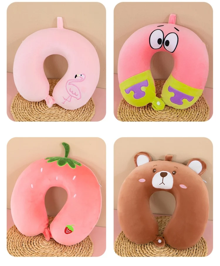 Neck Pillow Travel Memory Foam U-shaped Pillow Cartoon Gift Sponge Sleeping Neck Pillow Embroidery Slow Rebound Nap Pillow