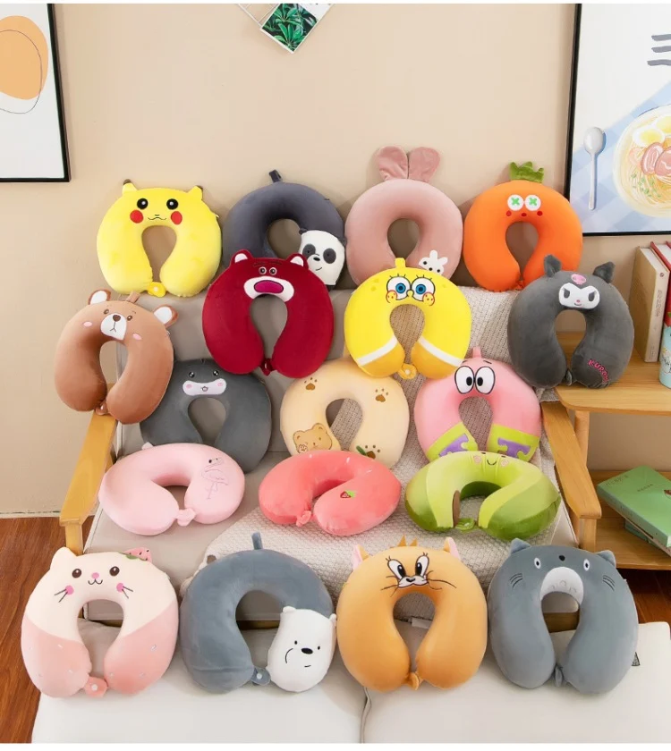 Neck Pillow Travel Memory Foam U-shaped Pillow Cartoon Gift Sponge Sleeping Neck Pillow Embroidery Slow Rebound Nap Pillow