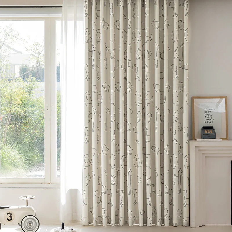 Children's Curtains with Digital Printing on Black Gold Base Fabric, Light Luxury Style for Bedroom and Living Room, Thickened New Model, Shaoxing Curtains, Blackout Wholesale