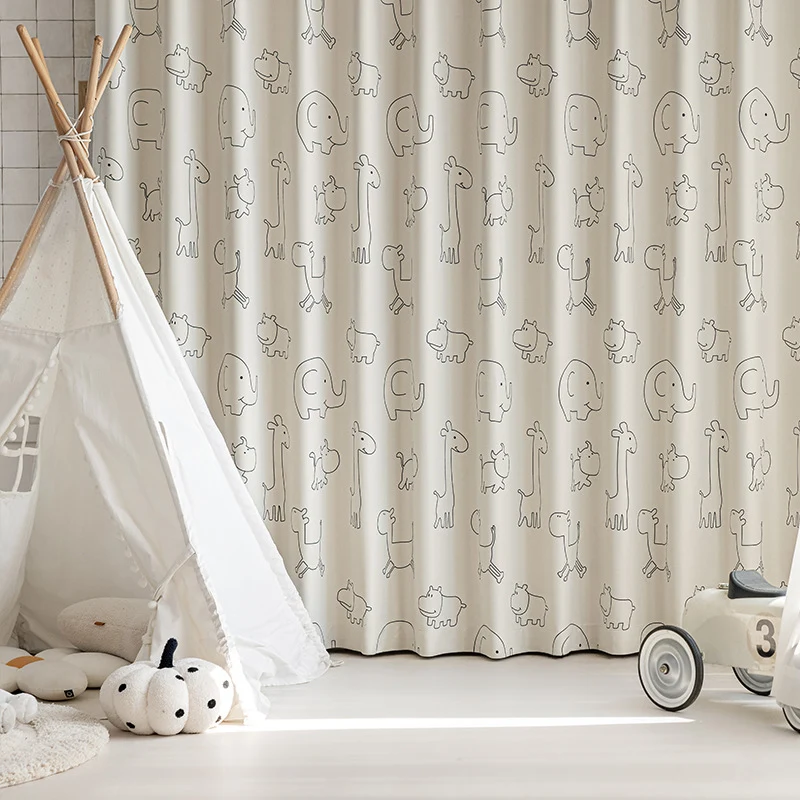 Children's Curtains with Digital Printing on Black Gold Base Fabric, Light Luxury Style for Bedroom and Living Room, Thickened New Model, Shaoxing Curtains, Blackout Wholesale