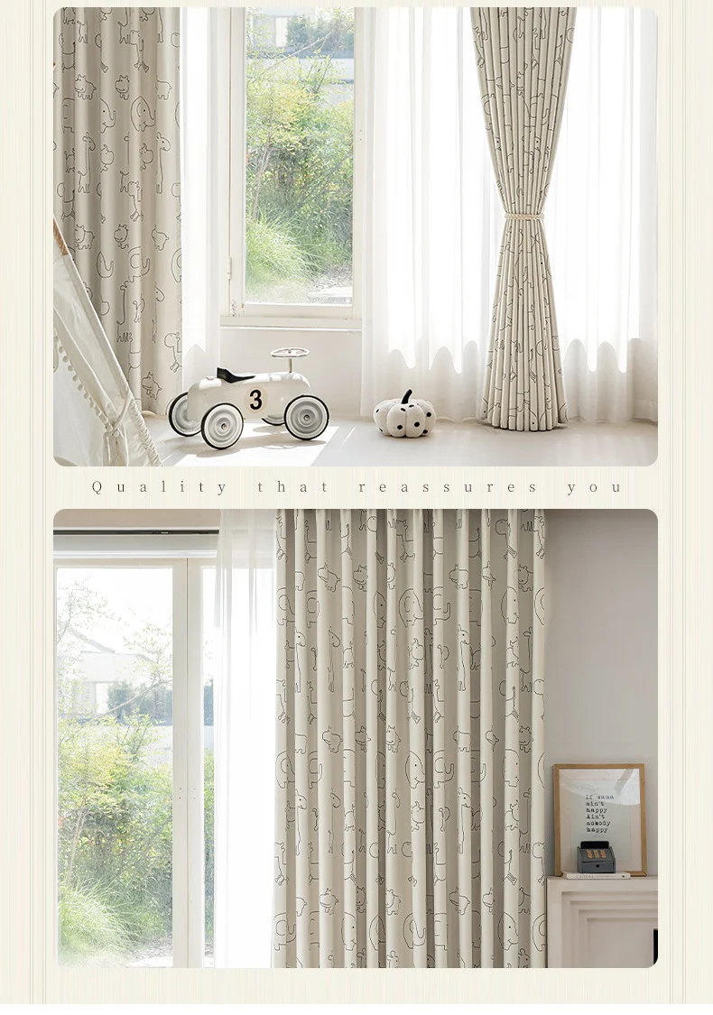 Children's Curtains with Digital Printing on Black Gold Base Fabric, Light Luxury Style for Bedroom and Living Room, Thickened New Model, Shaoxing Curtains, Blackout Wholesale