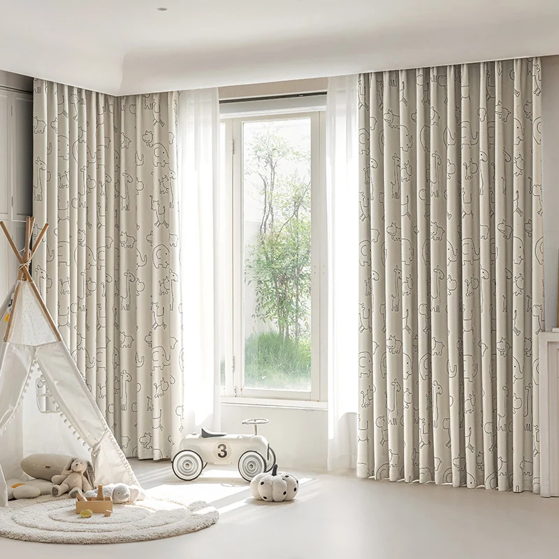 Children's Curtains with Digital Printing on Black Gold Base Fabric, Light Luxury Style for Bedroom and Living Room, Thickened New Model, Shaoxing Curtains, Blackout Wholesale