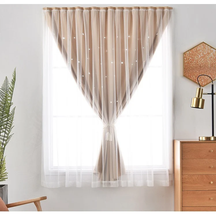 Source manufacturers non-perforated installation curtains hook and loop curtains cross-border foreign trade shading curtains self-adhesive finished products wholesale