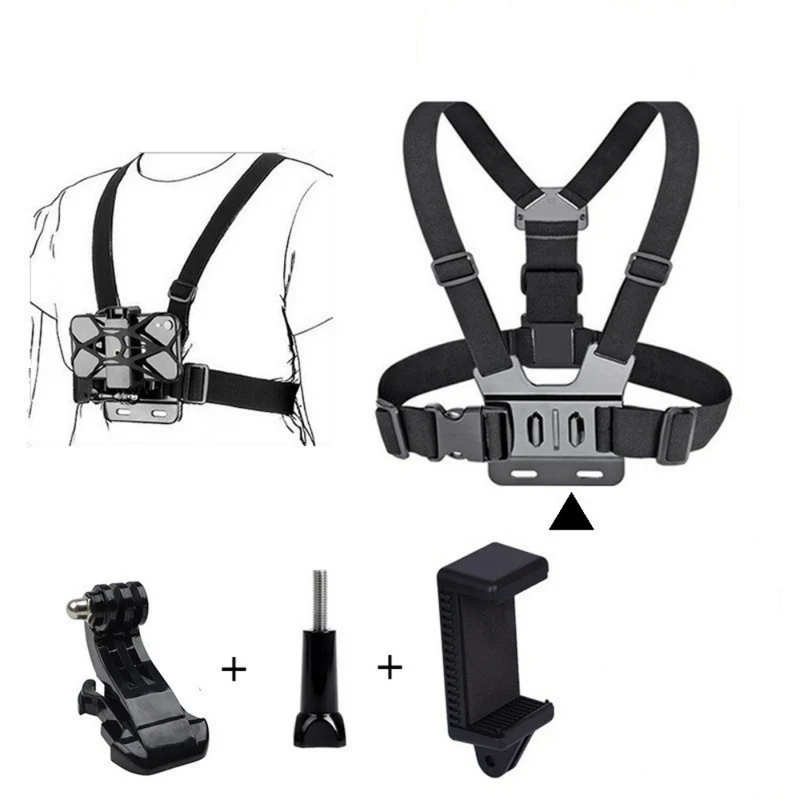 Head-mounted mobile phone fixed bracket riding first-person perspective shooting bracket sports camera motorcycle riding chest strap