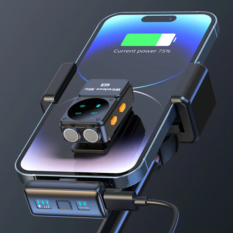 New wireless collar clip microphone Q12 dual receiver with charging bin clear radio intelligent noise reduction collar clip wheat